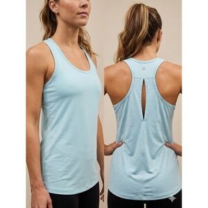 Gaiam Womens Blue Racerback Yoga Tank Top Keyhole Back Animal Print Size Medium